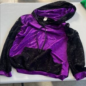 Purple and Black Lace Sequin Hoodie & Leggings Set